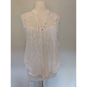 Free People Embroidered Sheer Sleeveless Top M Western Romance cottagecore